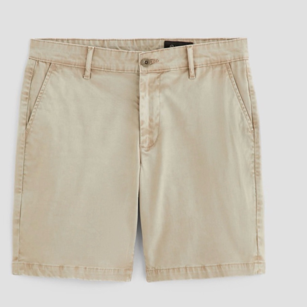 AG Adriano Goldschmied Beige Wanderer Flat Front Shorts - 38 inch
